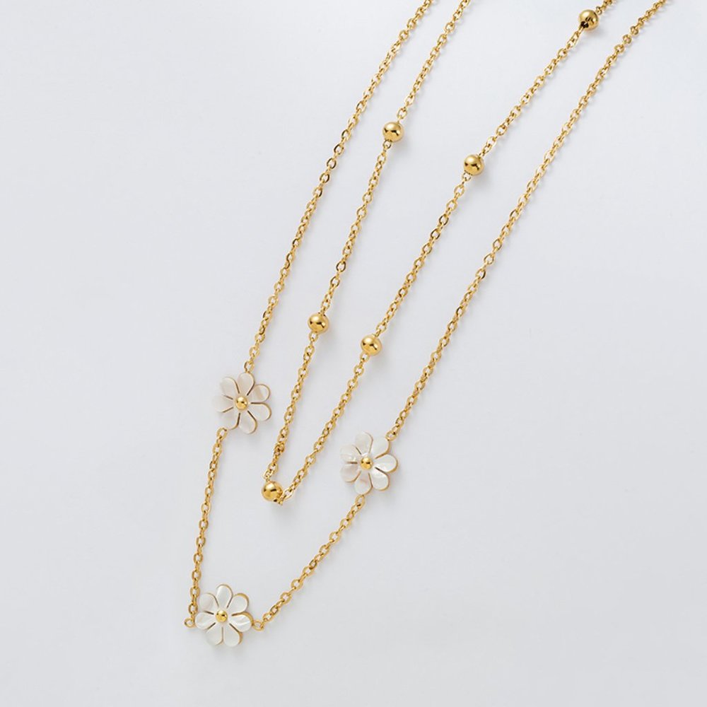 3/$35 18K Gold Plated Flower Pendant Chain Necklace Layered Choker Jewelry - Picture 3 of 8
